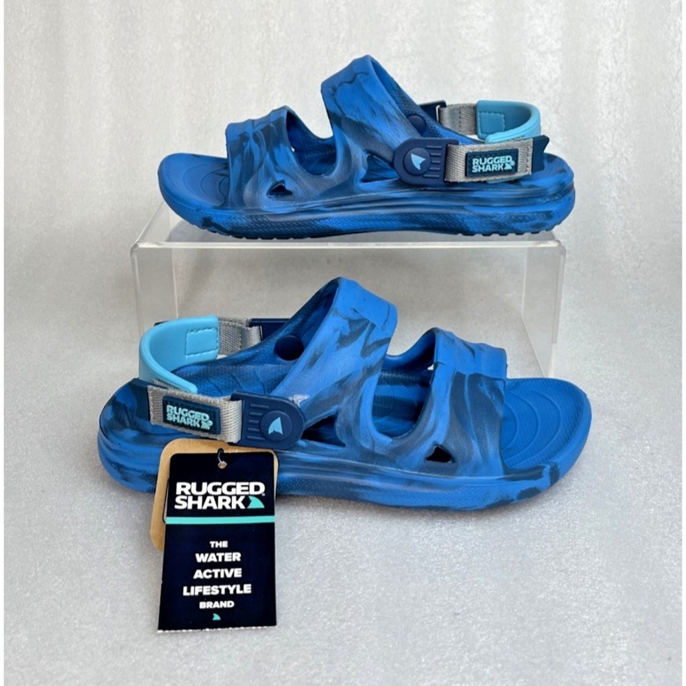 Rugged Shark Adventure Trail Blue Sandals Floatable Washable Boys Size 2 NEW - Picture 6 of 16